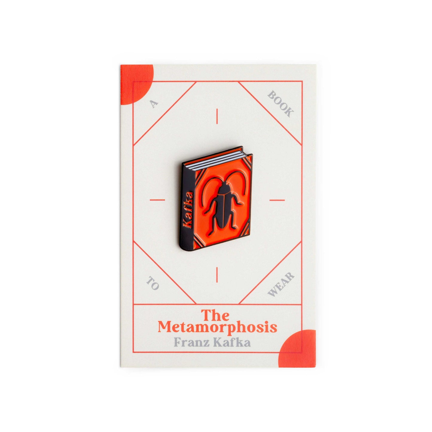 The Metamorphosis Book by Franz Kafka Enamel Pin by Judy Kaufmann with packaging