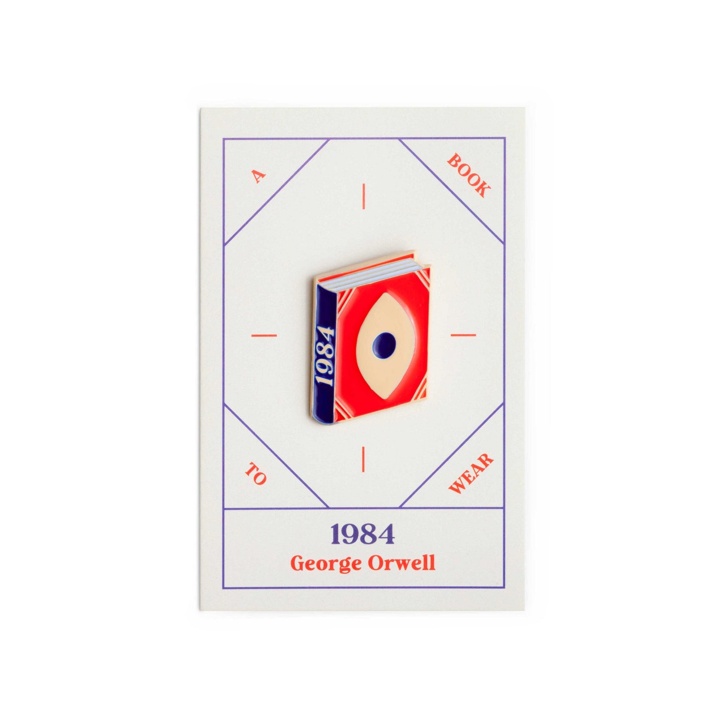 1984 Book George Orwell Enamel Pin by Judy Kaufmann with packaging