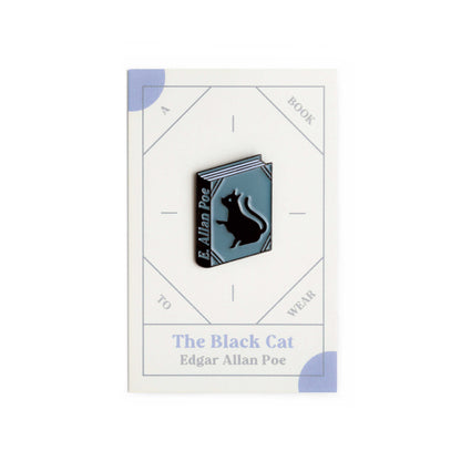 The Black Cat Book by E. Allan Poe Enamel Pin by Judy Kaufmann with packaging