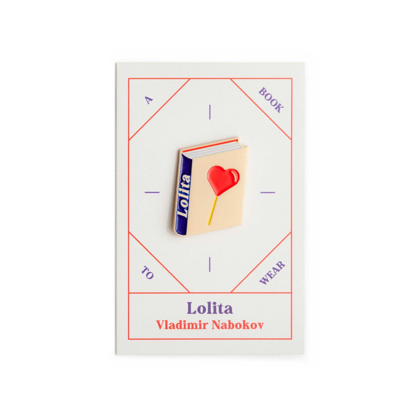 Lolita Book by Vladimir Nabokov Enamel Pin by Judy Kaufmann with packaging