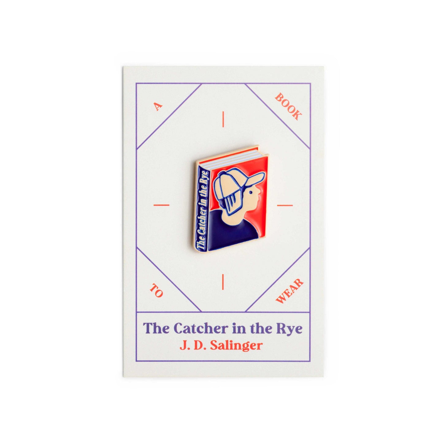 The Catcher Book in the Rye by J. D. Salinger Enamel Pin by Judy Kaufmann with packaging